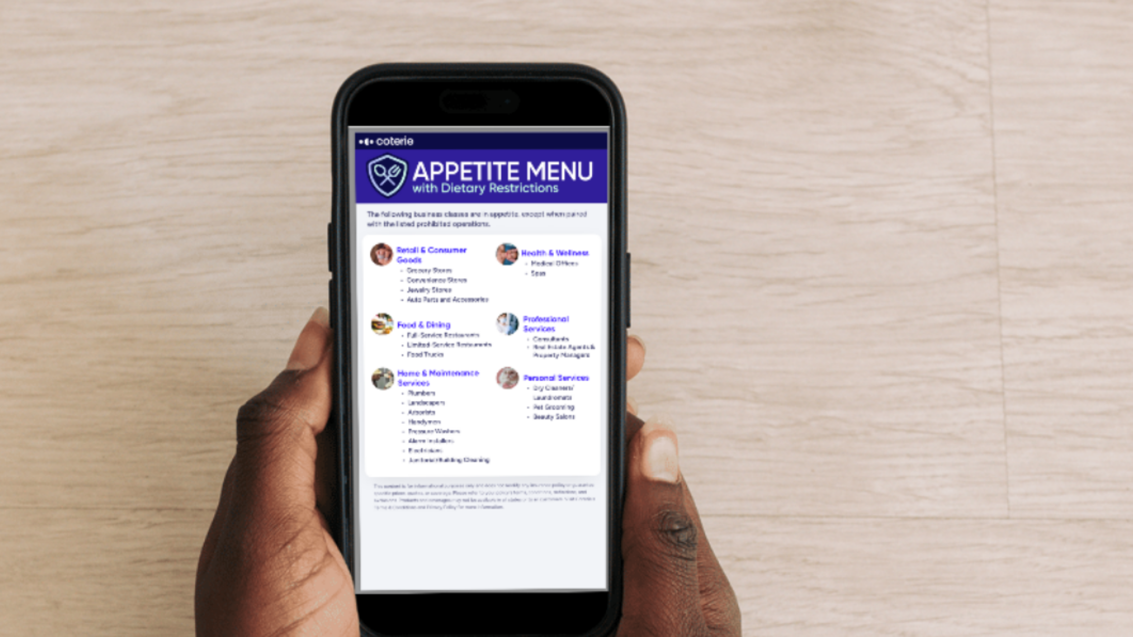 view coterie's appetite menu